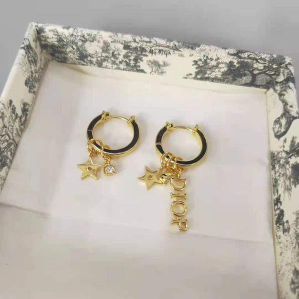 

aaa designer jewelry 2021 new pearl stud high edition letter pentagram earrings fashion gift, Golden;silver