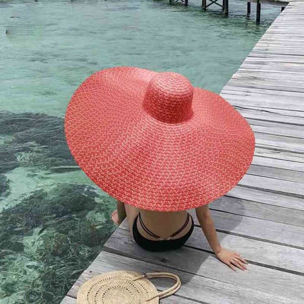 

oversized stro hat for women big wide edge summer sun head packable big paper beach travel foldable floppy hat no protection, Blue;gray