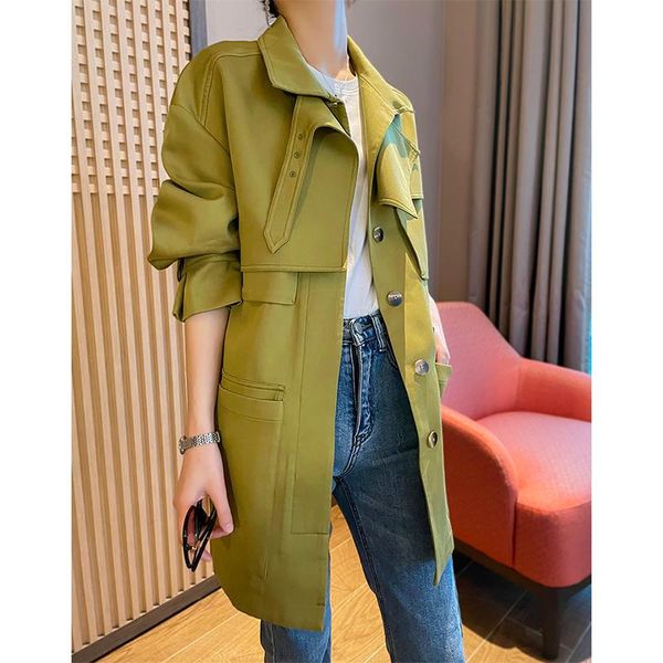 

women's trench coats 2021 fashion loose casual short jacket, Tan;black
