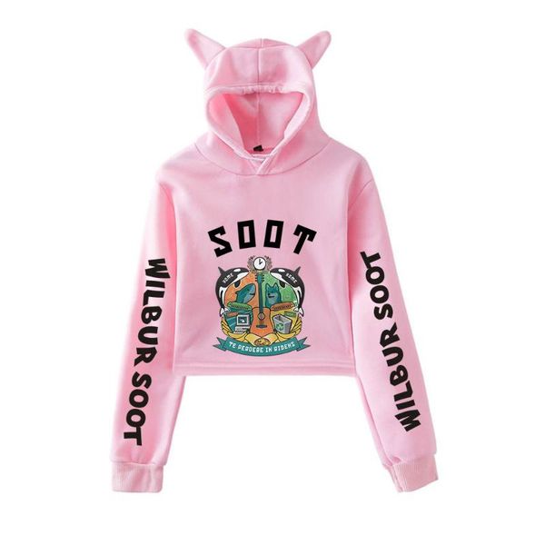 

women's hoodies & sweatshirts wawni wilburÂ soot cat ear hoodie woman fashion print cotton hooded sweatshirt streetwear accessories leis, Black