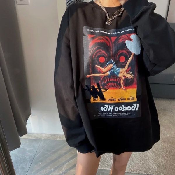 

21s tide brand we11 demon witch poster limited pullover trend street style, Black