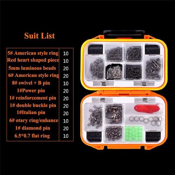 

fishing accessories 191pcs/set tackle kit swivels snaps hooks sinkers beads box set boxes ocean boat