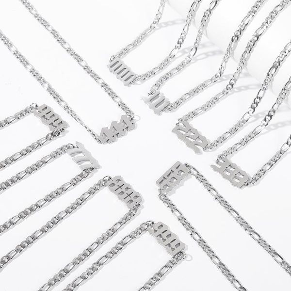 

chains 2021 arabic number necklace ladies stainless steel couple jewelry accessories, Silver