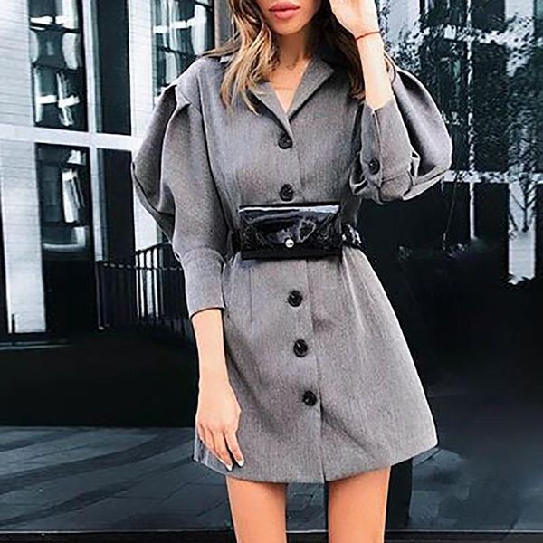 

women's suits & blazers single breasted women and jackets formal clothing elegant ruched blazer dress office lady lantern sleeve solid, White;black