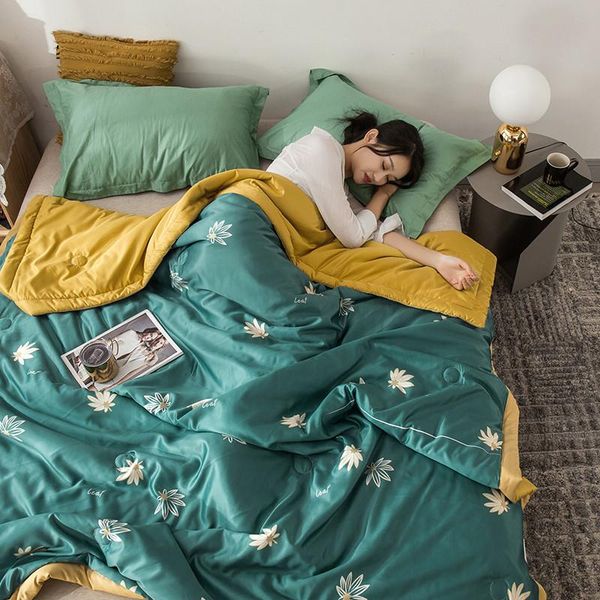 

comforters & sets air conditioner washable silk summer quilt twin king queen spring and autumn comforter thin cool