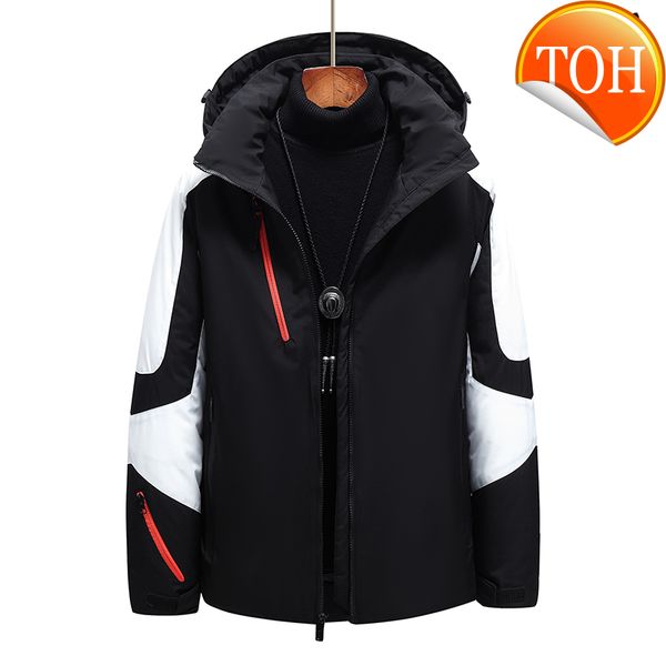 

new down jacket men winter thicken warm white duck parka hooded fur collar coats male windbreaker overcoat j720, Black