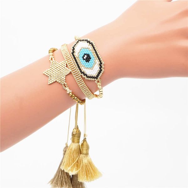 

go2boho women miyuki evil bracelet star jewelry gift bileklik pulseras mujer 2020 lucky turkish eye jewellery, Golden;silver