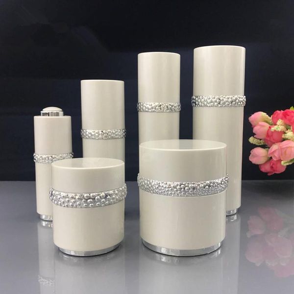 

5pcs/10pcs high-grade acrylic white cream cosmetic jar pot essence lotion set bottle diy refillable container travel storage bottles & jars