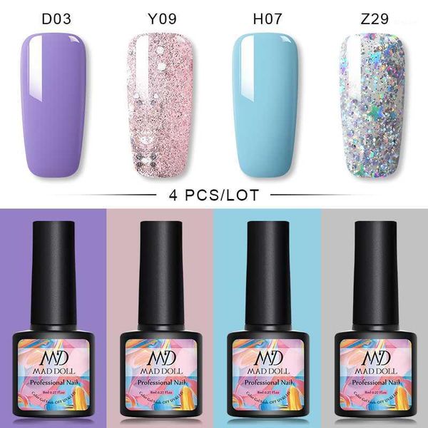 

pcs/set md doll 8ml gel varnish set for nail extension kit art uv led polish art1, Red;pink