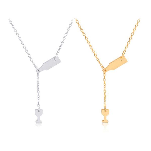 

pendant necklaces beer cup long chain novelty gold necklace 2021 party fashion simple collares wine for women men jewelry, Silver