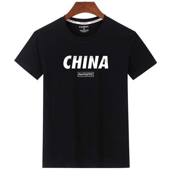 

men's t-shirts 2021 summer cotton short print letter of men, White;black