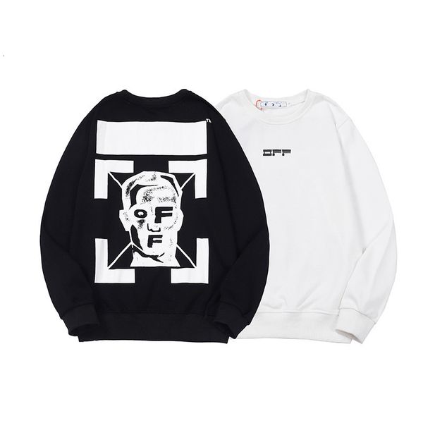 

autumn and winter off 21 style white back head arrstyle tide br men's women's same round neck casual loose sweater, Black