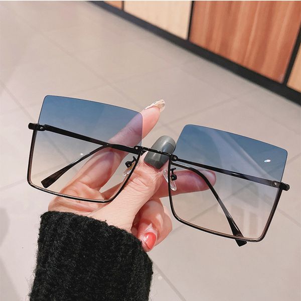 

summer sunglasses luxury brand square oversizded women metal rimless shades dames half frame sun glasses for female men zonnebril dames, White;black