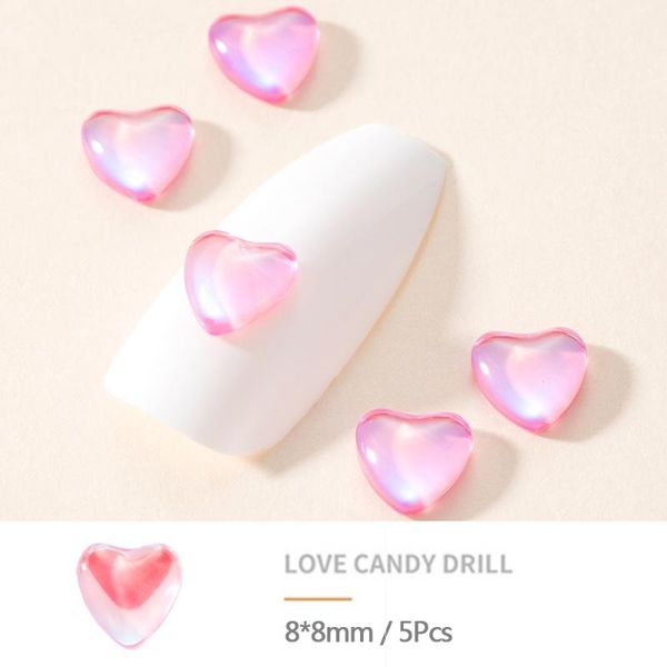 

nail art decorations 10pcs 3d gems lovely peach hearts rhinstones candy color jewelry acrylic for tips manicure accessories, Silver;gold