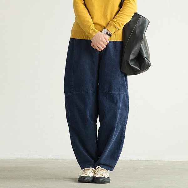 

women's pants & capris retro women 2021 autumn harem corduroy casual regular female pockets trousers long korean style, Black;white