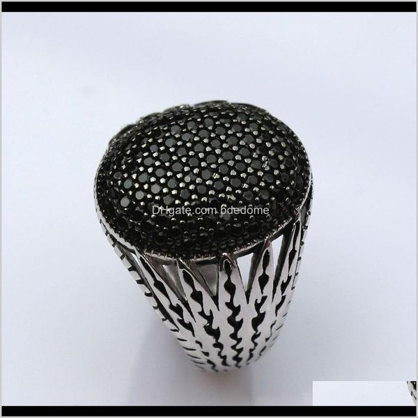

band 925 sterling sier hollow design mti black cz stones inlaid cocktail rings for men oval shape turkey jewelry drop delivery 2021 rug62, Silver