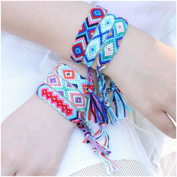 

colorful cotton knitting rope nepale national style hand woven friendship bracelet short, Golden;silver