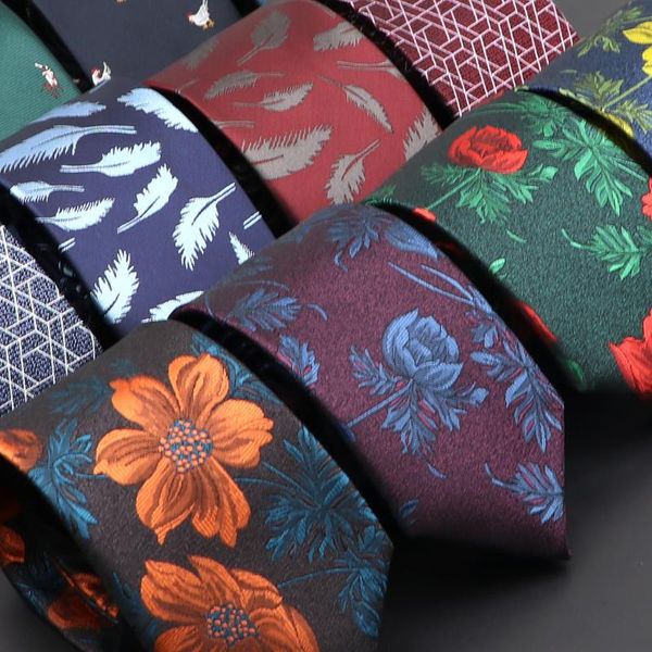

bow ties tie for men classic floral 7cm leaf printed navy green red jacquard necktie business party wedding suit accessories gift, Black;gray