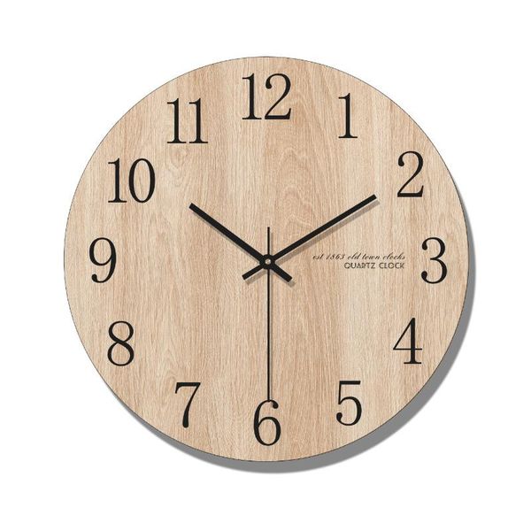 

wall clocks arabic numeral design round wooden digital clock fashion silent living room decor saat home decoration watch gift