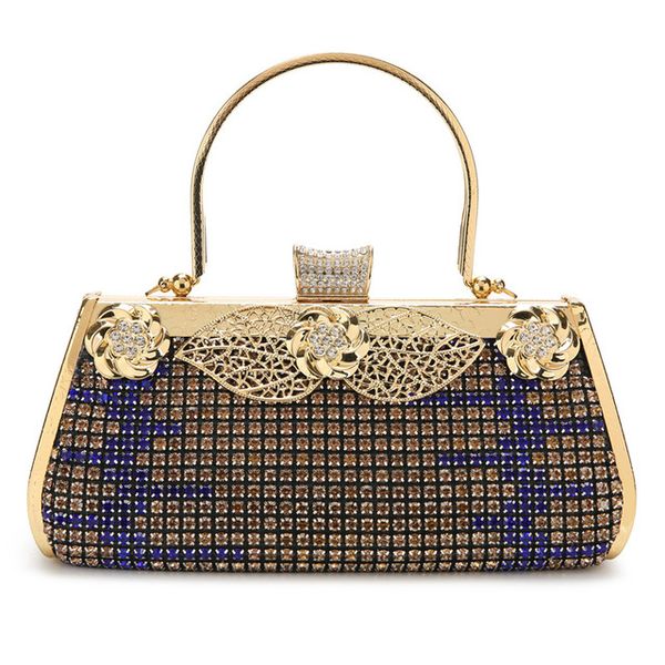 

rhinestone luxury handbag for women hollow out leaf evening bag metal handle flower clutch purses and handbags retro