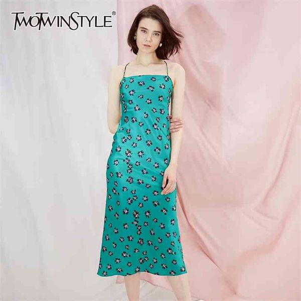 

print party dress women square collar spaghetti strap sleeveless high waist backless midi slim dresses female 210520, Black;gray