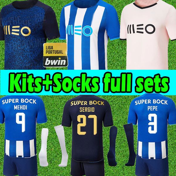 

2021 2022 port o soccer jerseys pepe moussa sÃ©rgio oliveira mehdi luis dÃ­az matheus evanilson jersey men+kids kit socks full sets football s, Black;yellow
