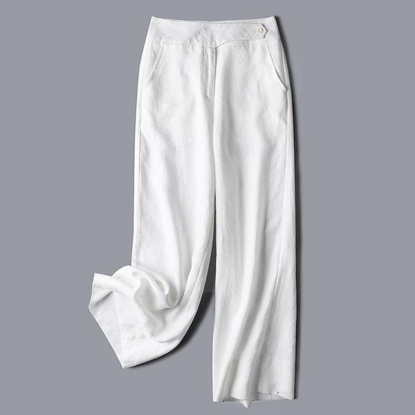 

women's pants & capris 2021 spring summer casual womens high waisted white wide leg linen trousers , korean woman clothes women xxl, Black;white