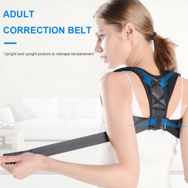 

back support adjustable posture corrector invisible upper clavicle women men belt braces shoulder straightener, Black;blue