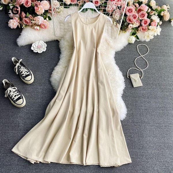 

casual dresses [lgrq] women white temperament ruffles dress round neck sleeveless fit fashion tide spring summer 2021 19d1814, Black;gray