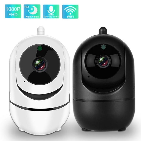 

white/black video surveillance camera with wifi ip 1080p smart home security 360 hd auto tracking baby monitor cameras