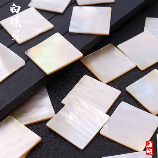 

novelty items square white disc shell piece 30*30mm big lutin lacquer inlaid engraving laser diy material