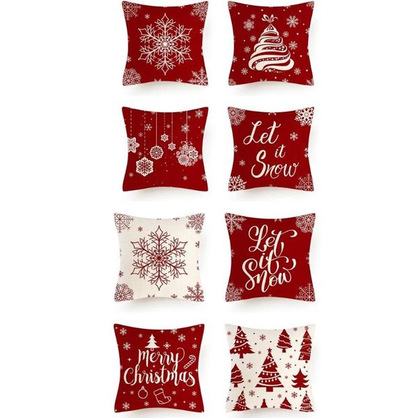 

pillow case 4pcs christmas red linen hug pillowcase holiday home decoration sofa cushion