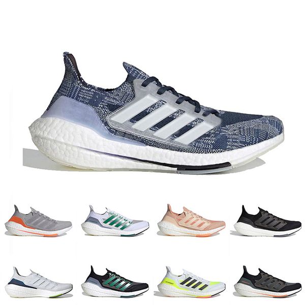 

wholesale 2021 arrival sports ultraboost 21 running shoes denim mens women white gold legend ink refract currency dash grey trainers sneaker, White;red