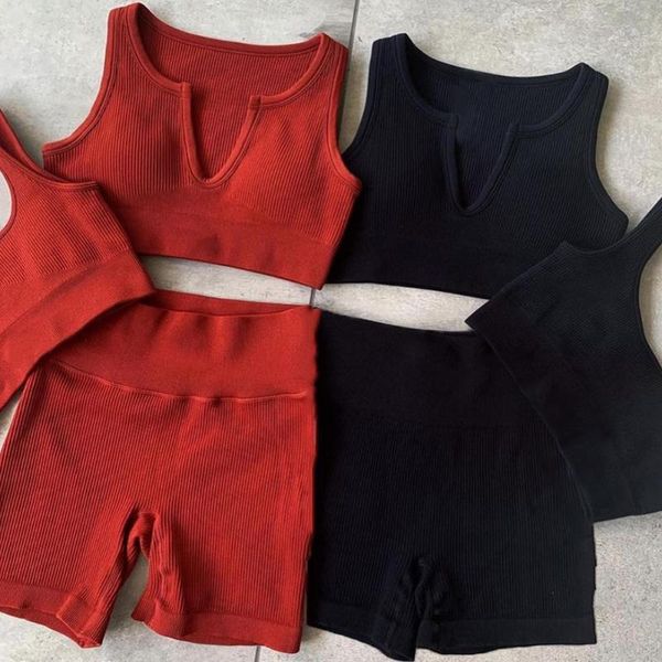 

seamless shorts set yoga fitness suit summer workout clothes for women sportswear sports outfit gym crop two piece