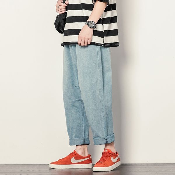 

men's jeans spring summer men korean fashions cowboy blue harem pants wide leg mens streetwear denim trousers 2unp