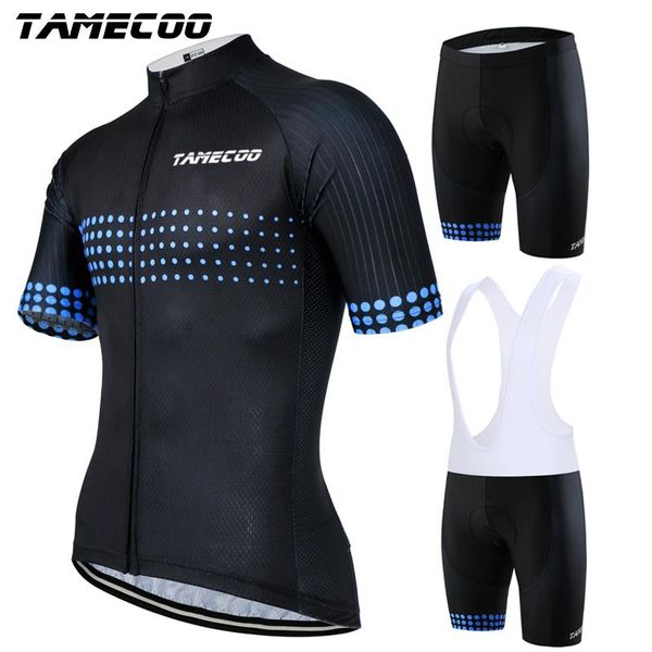 

racing sets tamecoo short sleeve cycling jerset set maillot ropa ciclismo clothing with coolmax 5d gel padded shorts, Black;blue