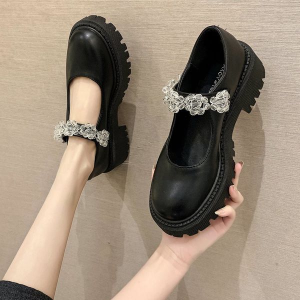 

vintage kawaii shoes college girl student lolita shoes jk uniform shoes pu leather heart-shaped ankle-strap mary jane 2022, Black;white