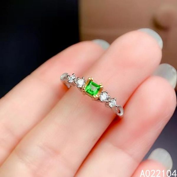 

cluster rings kjjeaxcmy fine jewelry 925 sterling silver inlaid natural diopside women fresh exquisite small adjustable gem ring support det, Golden;silver