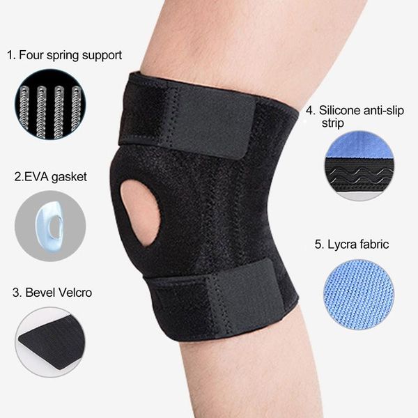 

pcs adjustable breathable knee support brace patella band belt sport strap wrap pads protector elbow &, Black;gray