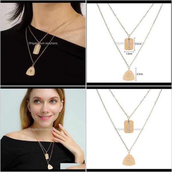 

tennis, graduated & pendants jewelry drop delivery 2021 dainty layered necklaces for women, 14k gold plated chain simple cute army card sun, Black