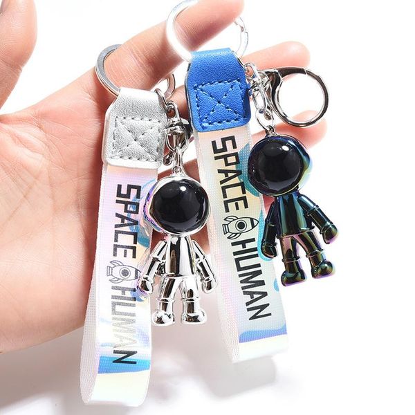 

keychains car fashion 3d astronaut robot key ring birthday gift, Silver