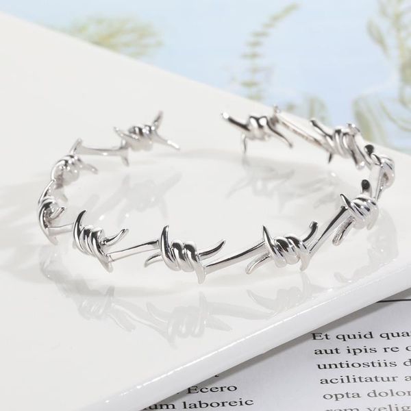 

bangle punk style bracelet female creative stainless steel thorn with hand decoration, Black