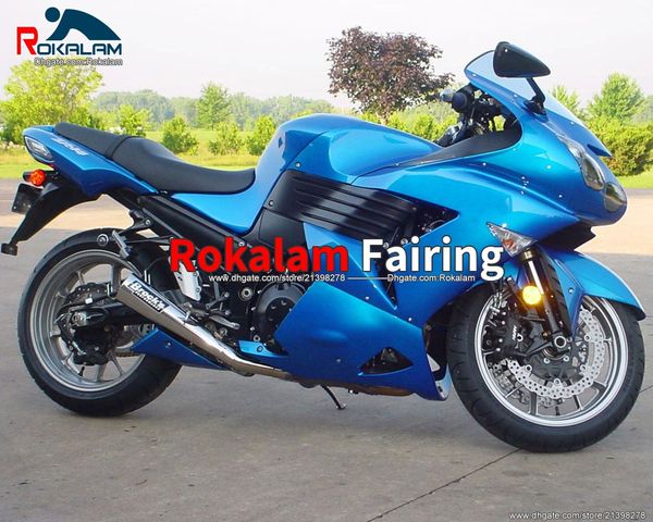 Blue ZX-14R para Kawasaki Ninja 2006 2007 2008 2008 ZX14R ZX 14R Moto Fairing 2009 2010 Kit de feiras (moldagem por injeção)