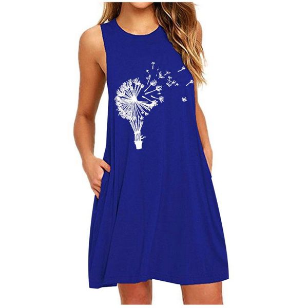 

bohemian style women summer casual loose sleeveless fold evening party print mini dress plus size robe ete femme 2021 plage dresses, Black;gray