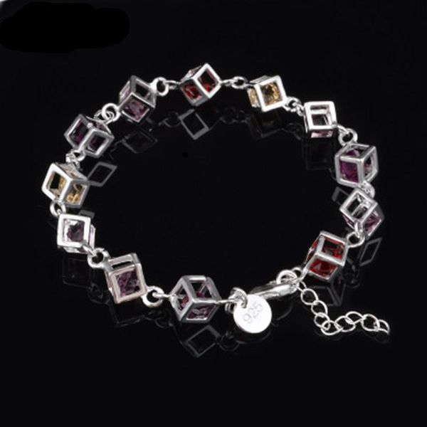 

charm bracelets fashion jewelry 925 silver bracelet cubic zirconia color woman gift, Golden;silver