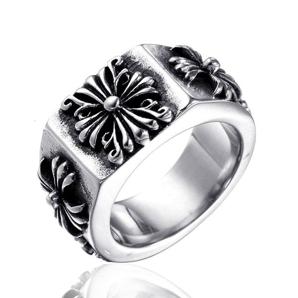 

delicate ring net red men's stainless steel cross wind, Silver