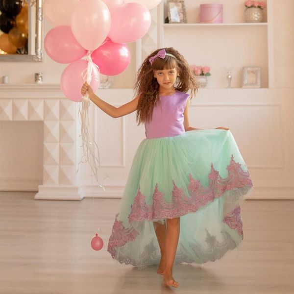 

girl's dresses mint tulle quality 1-12 years flower girl baby pageant mother daughter robe de demoiselle kids princess birthday wedding, Red;yellow