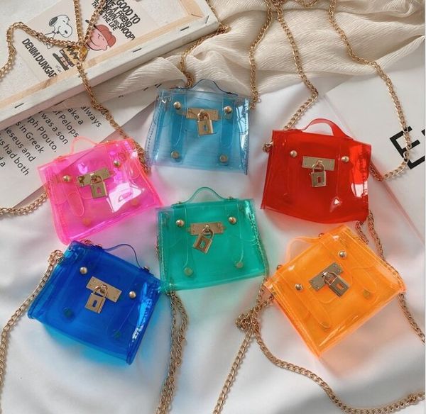Прозрачные сумочки детская сумка 2021 Лето пластиковая желе мини -сумочка для девушек сумки сети поперечный карманный кошелек