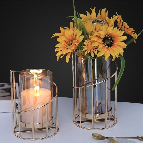 

candle holders glass metal candlesticks wedding decoration salon candles container decor vase dining table gift