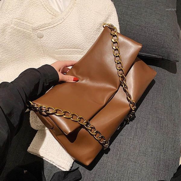 

evening bags chain ladies designer armpit shoulder high capacity leather handbags 2021 winter retro clutch purses women fashion hand bag